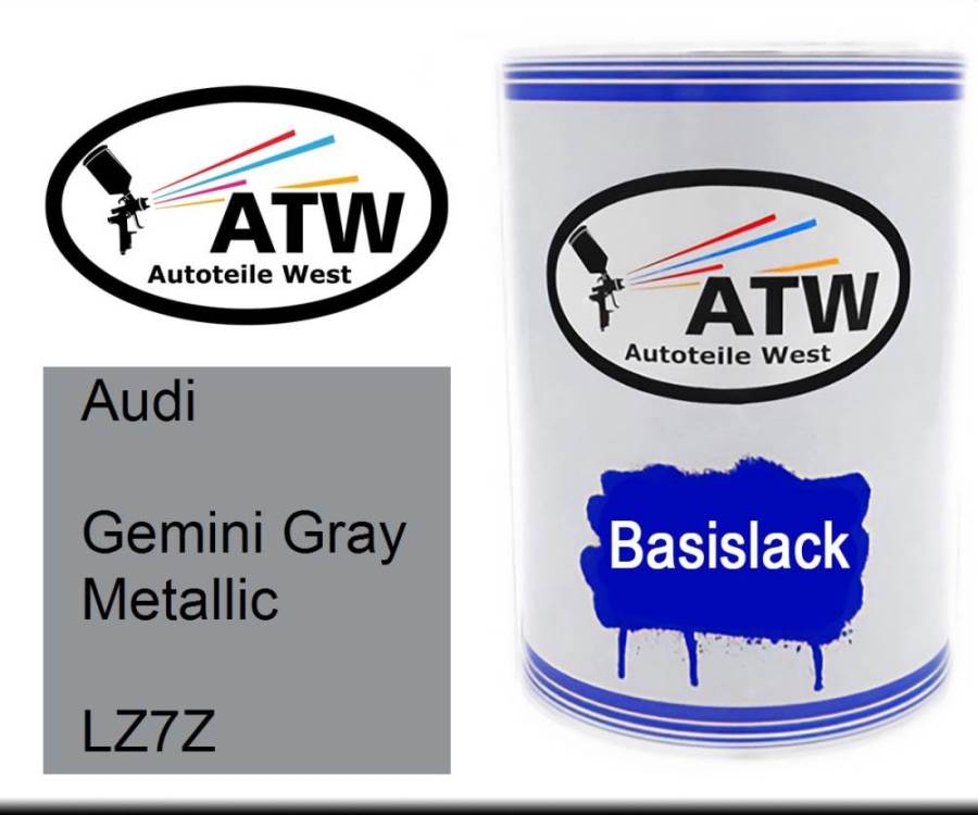 Audi, Gemini Gray Metallic, LZ7Z: 500ml Lackdose, von ATW Autoteile West.